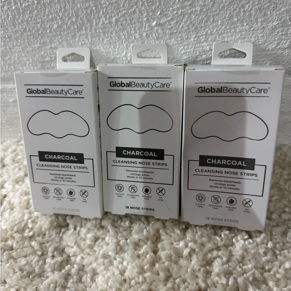 3 NIB Global Beauty Care Charcoal Nose Strips (18/box)‎